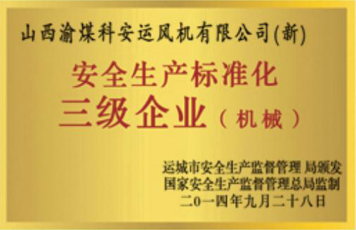 安全生產(chǎn)標(biāo)準(zhǔn)化三級(jí)企業(yè)
